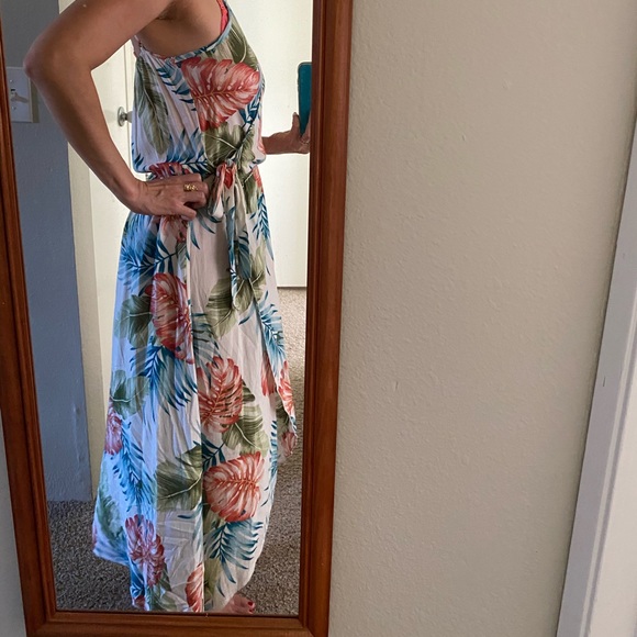 Tropical leaf print long dress - Picture 7 of 14